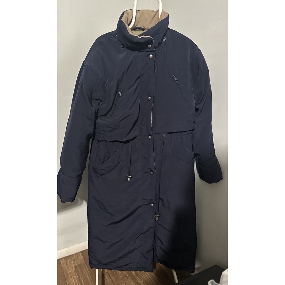 Women's  Mulberry Street Navy Long Down Coat Size Medium